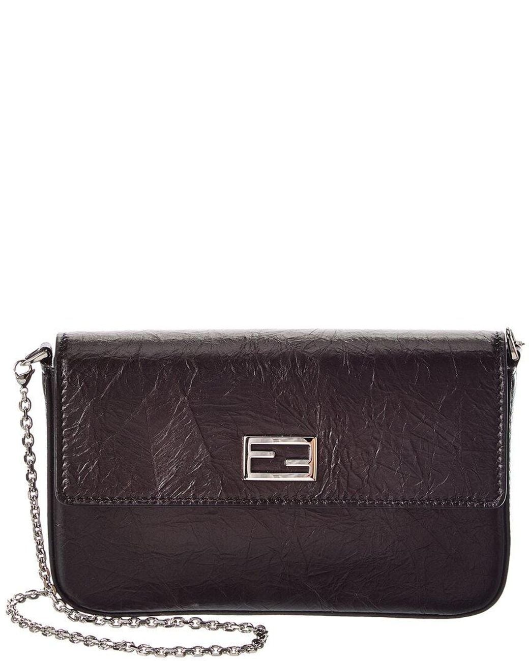 Fendi Purple Tube Leather Compact Wallet On Chain