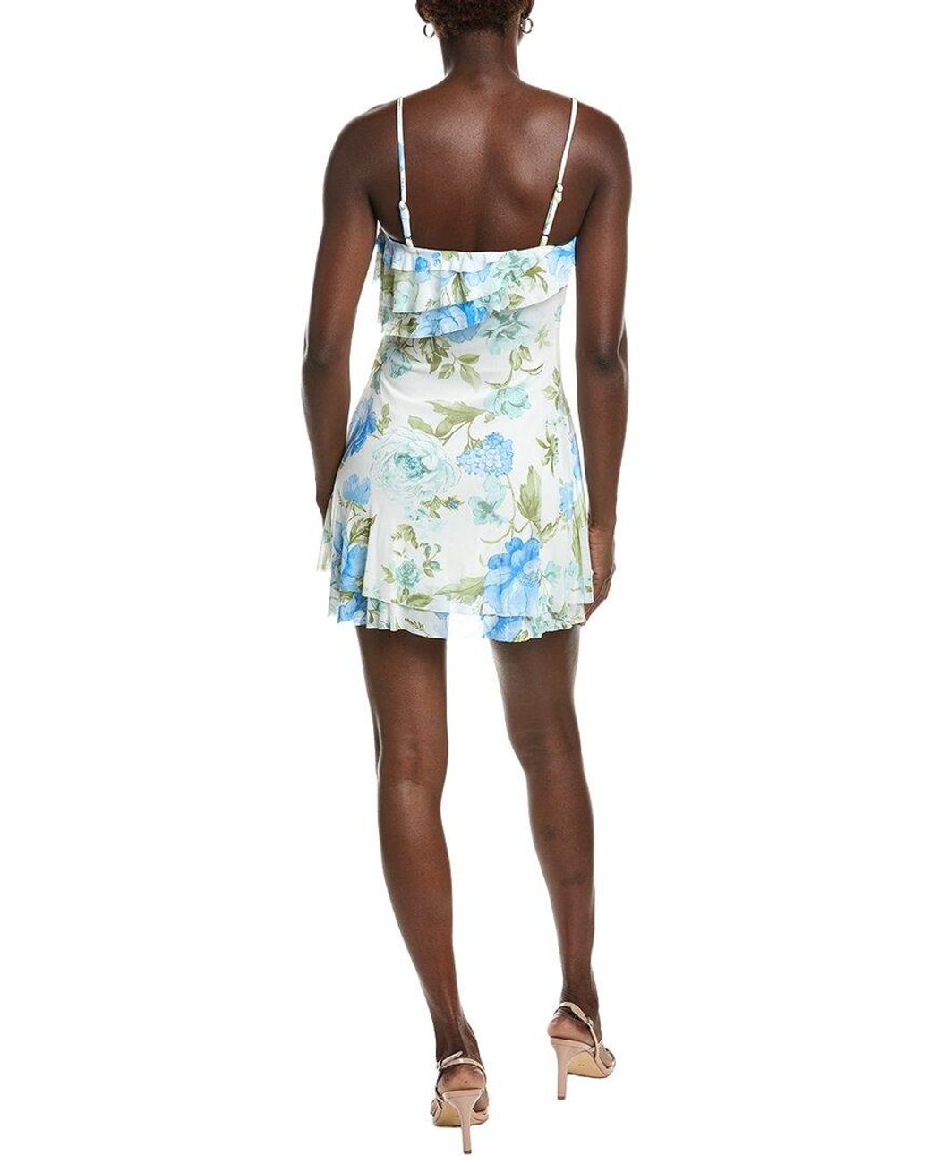 Marion Blue Floral Print Mesh Mini Dress