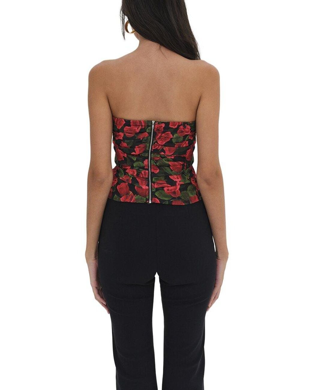 For Love & Lemons Red Abby Strapless Top
