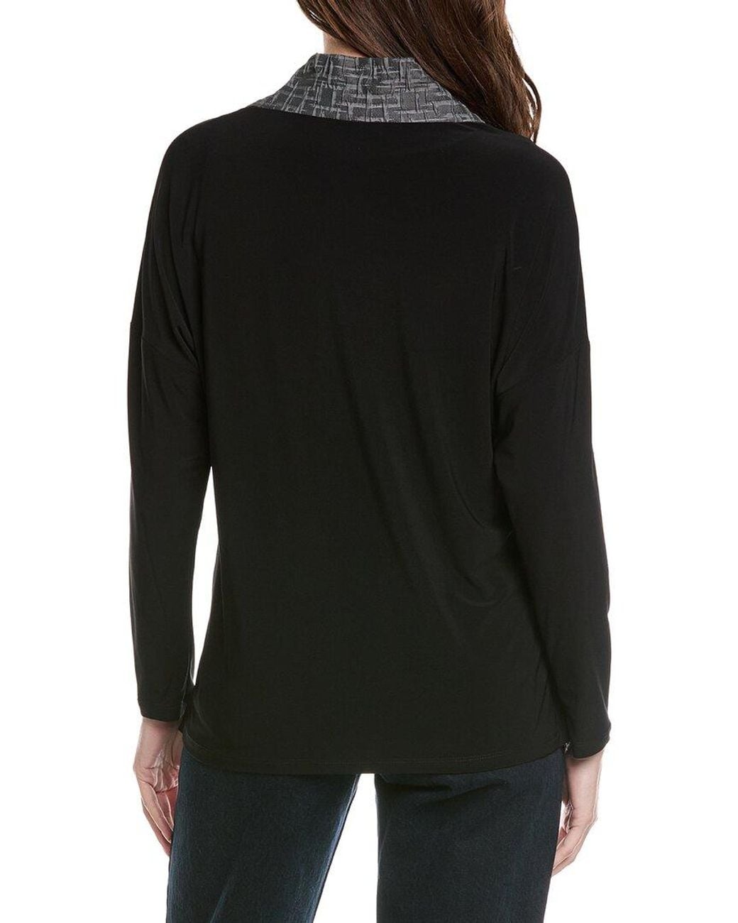 Joseph Ribkoff Black Textured Trim Drawstring Top