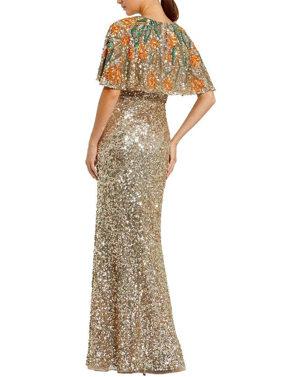 Mac Duggal Metallic Shawl Gown