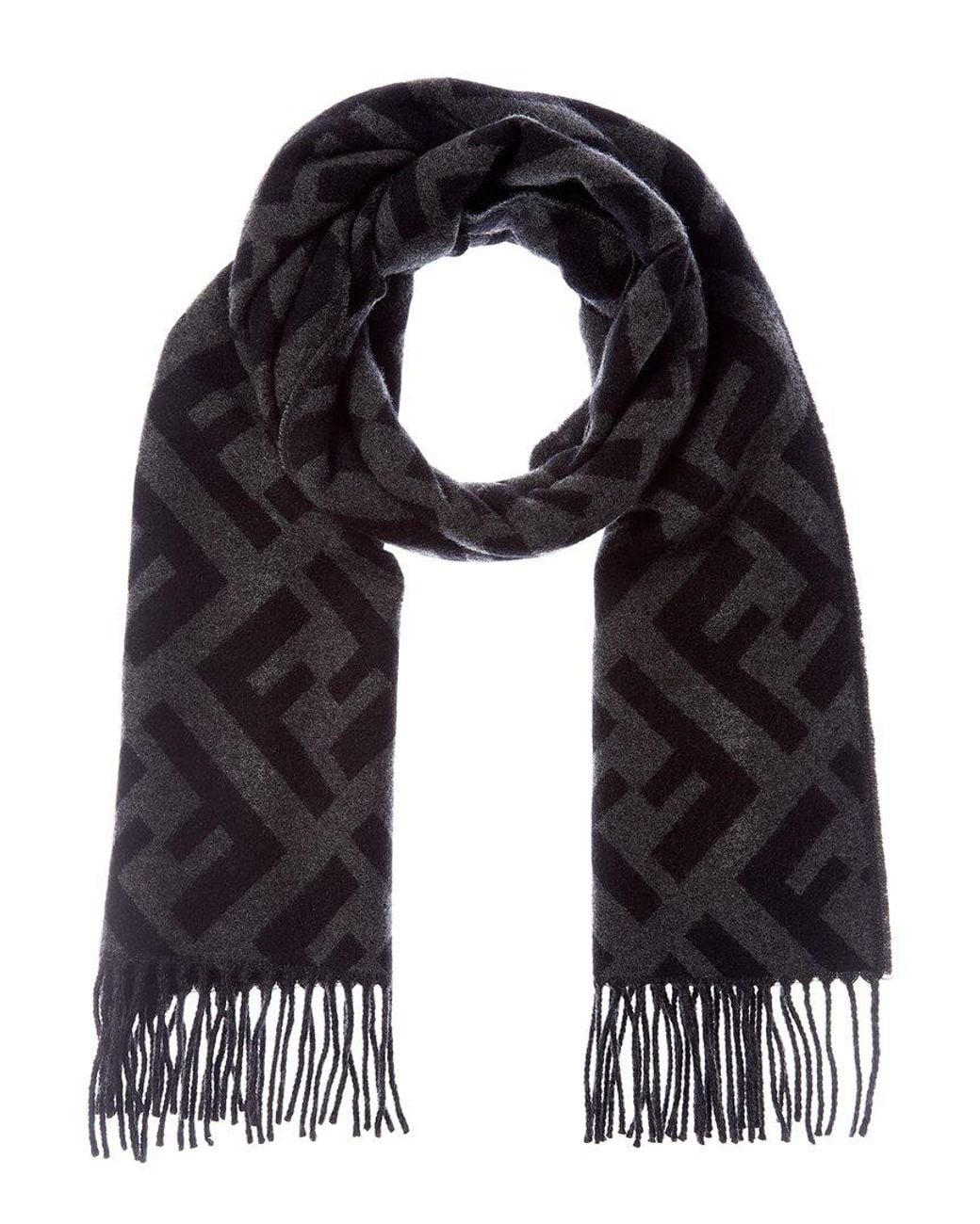 Fendi Blue Ff Logo Cashmere Scarf for men