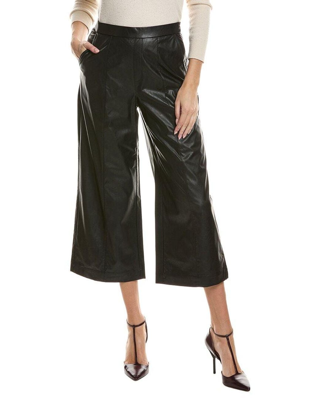 tyler boe Black Payton Vegan Leather Crop Pant