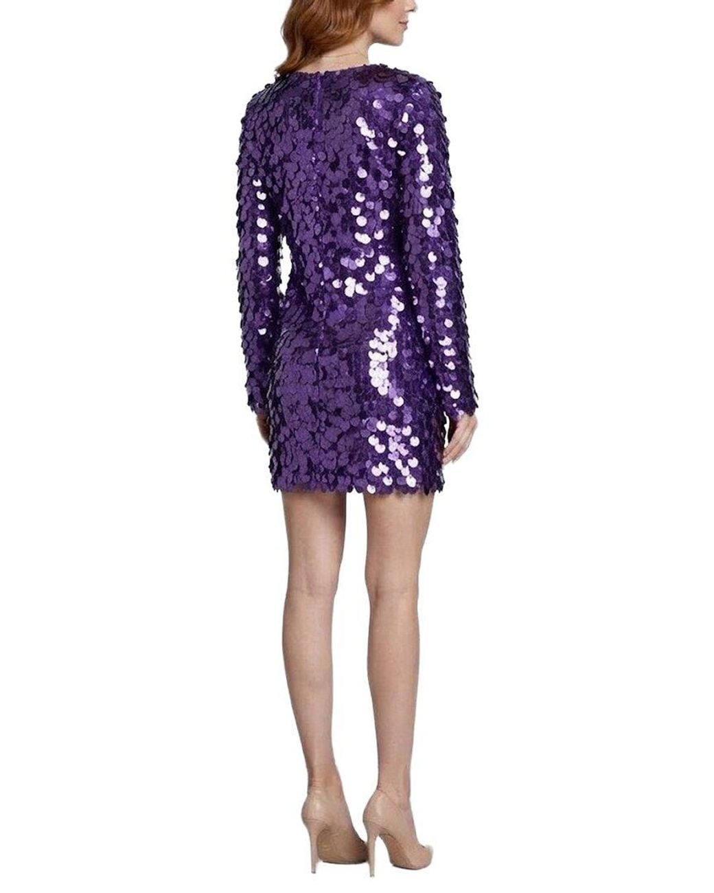 AMINA GLAM Purple Long Sleeve Mini Dress