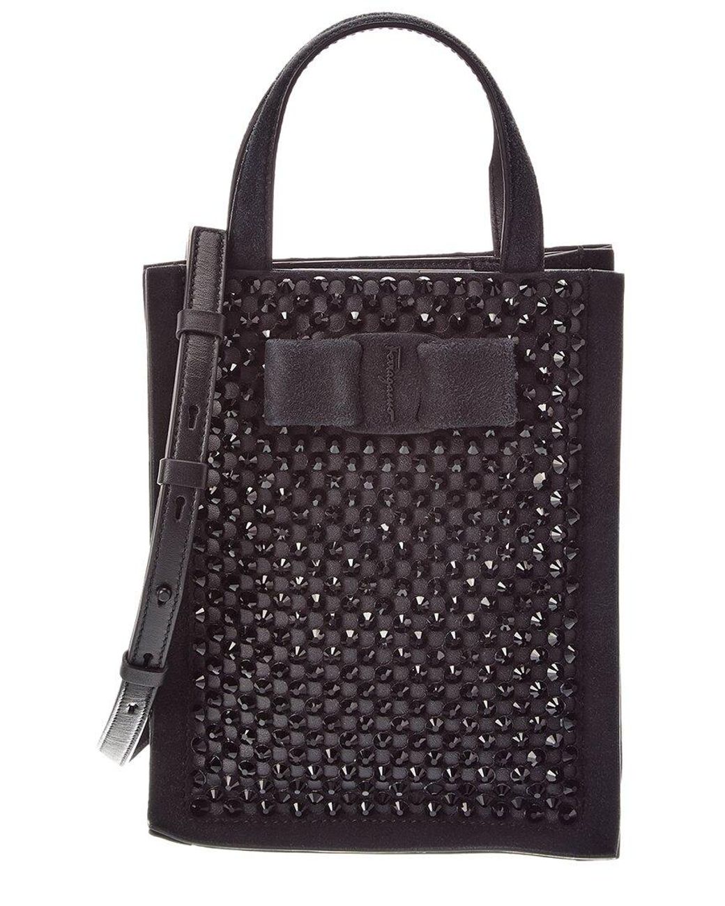 Ferragamo Black Small Suede Tote
