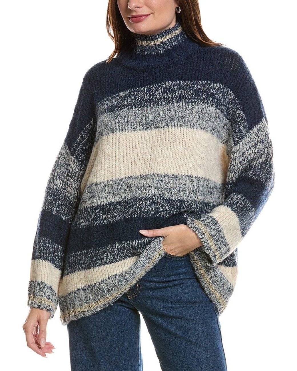 Wit & Wisdom Blue Ombre Stripe Wool-Blend Sweater