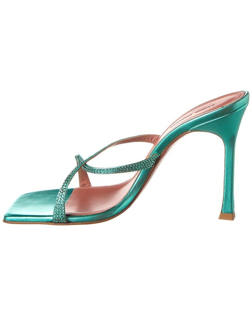 AMINA MUADDI Blue Adriana Crystal 105 Leather Sandal
