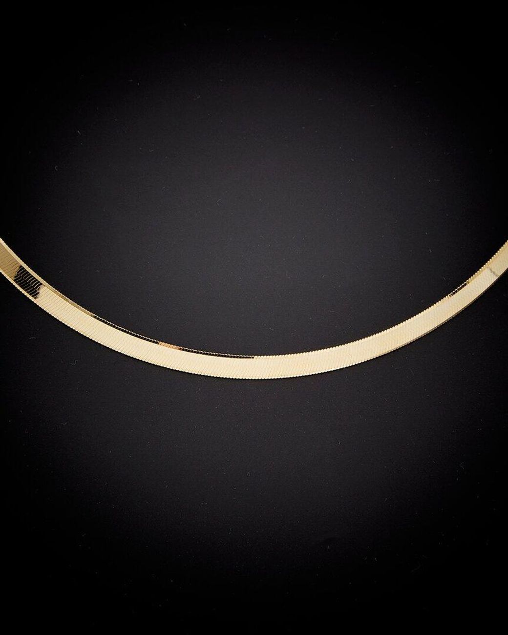 Italian Gold Black 14k Herringbone Chain Necklace