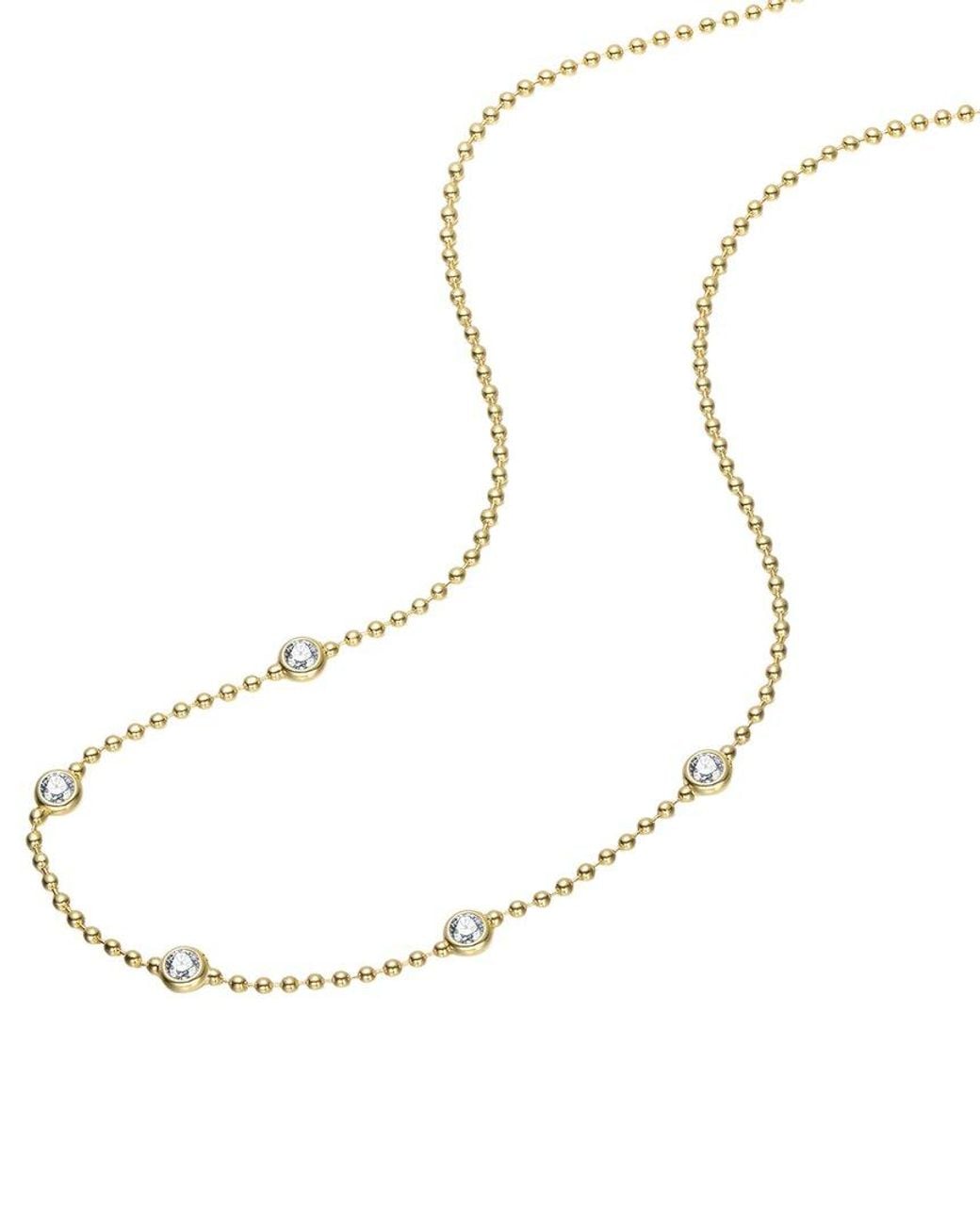 Rachel Glauber Metallic 14K Plated Cz Station Necklace