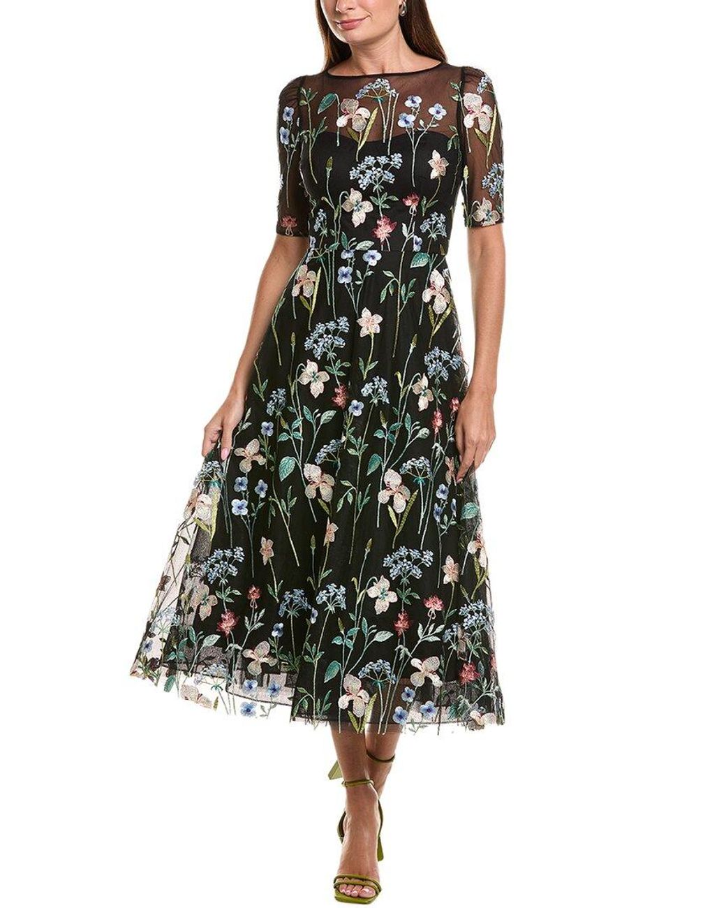 Teri Jon Green Embroidered Tulle Dance Dress