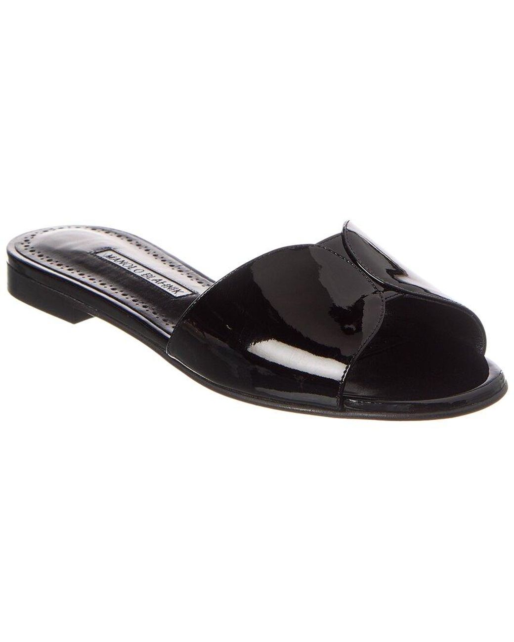 Manolo Blahnik Black Houramu Patent Sandal