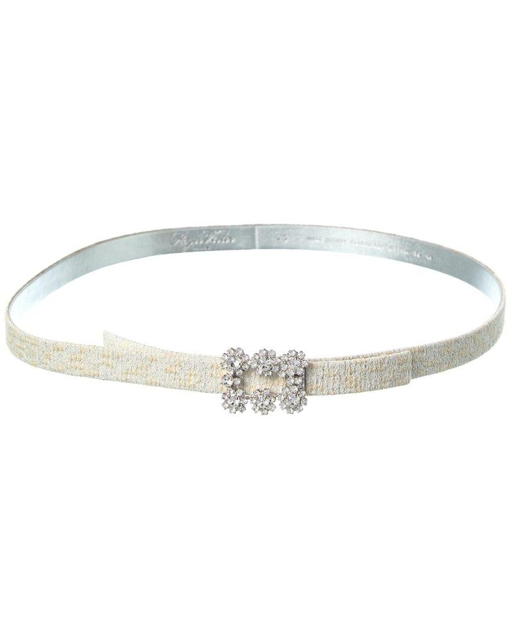 Roger Vivier White Buckle Tweed Belt