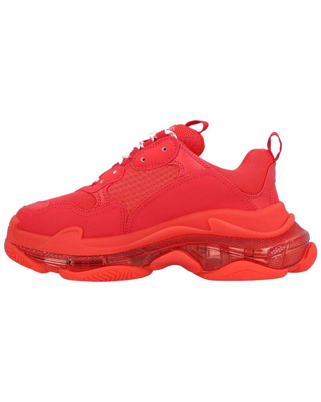 Balenciaga Red Polyester Triple S Clear Sole Sneaker, Never Worn (Authentic Pre-Loved) for men