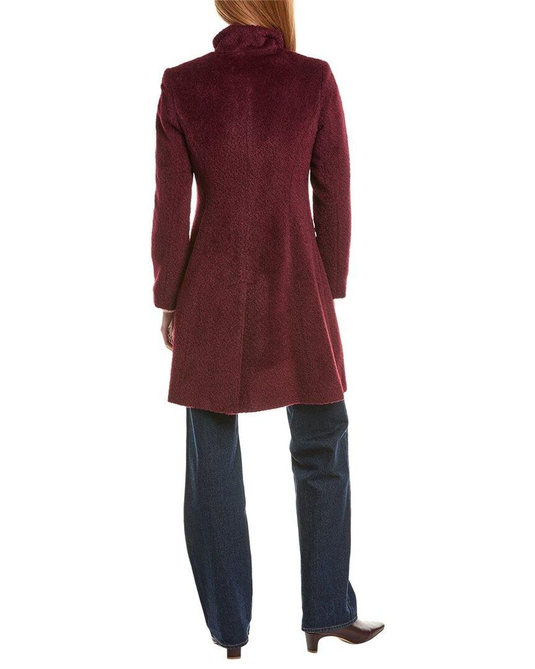 Sofiacashmere Red Sofiacashmere Stand Collar Wool & Alpaca-Blend Coat