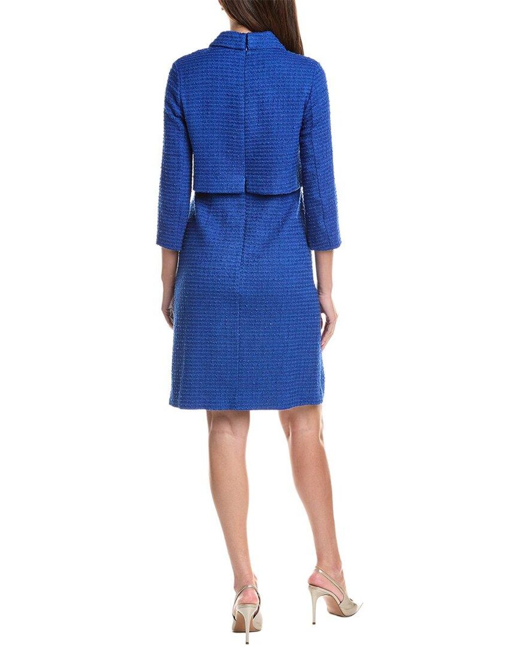 Teri Jon Blue Boucle Sheath Dress