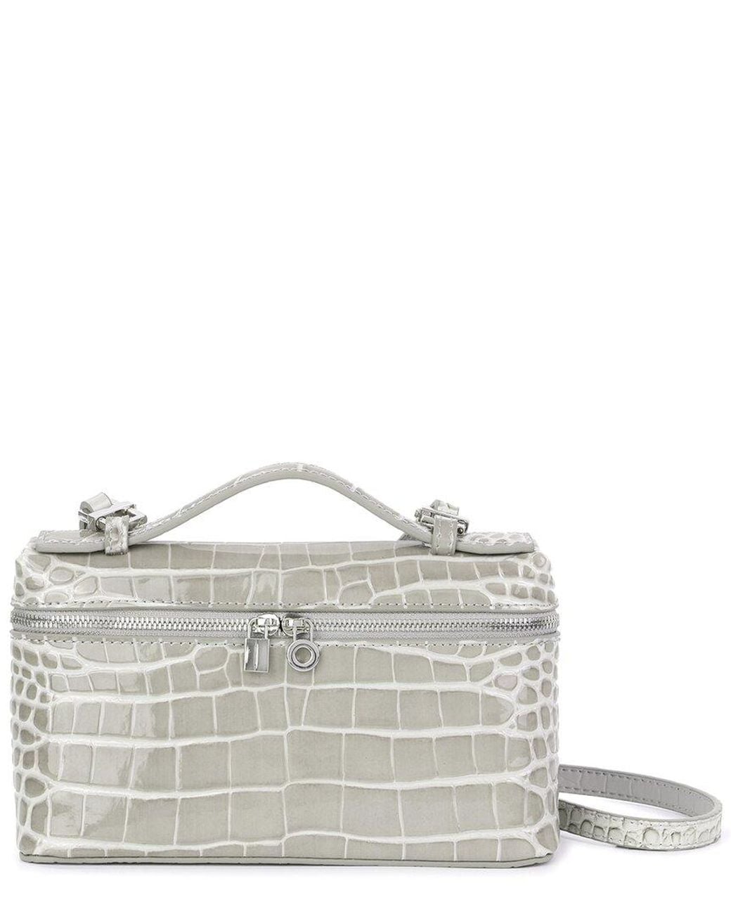 Tiffany & Fred Paris Gray Croc-Embossed Mini Leather Tote