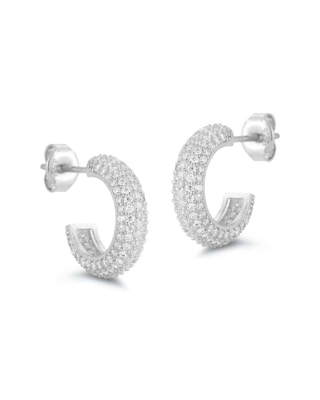 Glaze Jewelry White Silver Huggie Earrings