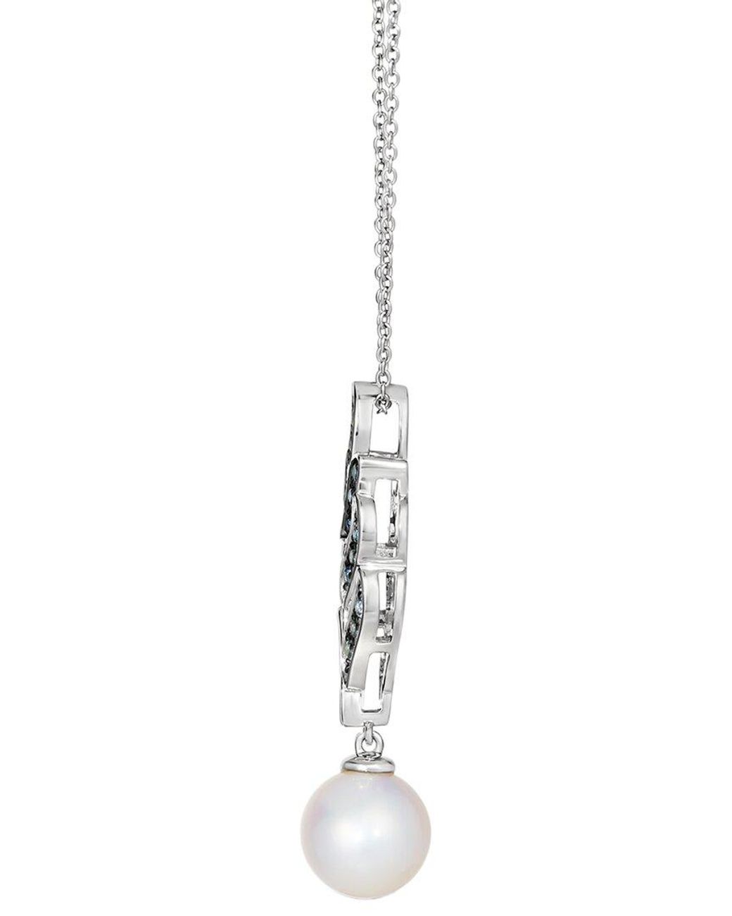 Le Vian White Tranquility 14K 0.34 Ct. Tw. Sapphire Ombre, Sapphire & 8-9Mm Pearl Pendant Necklace