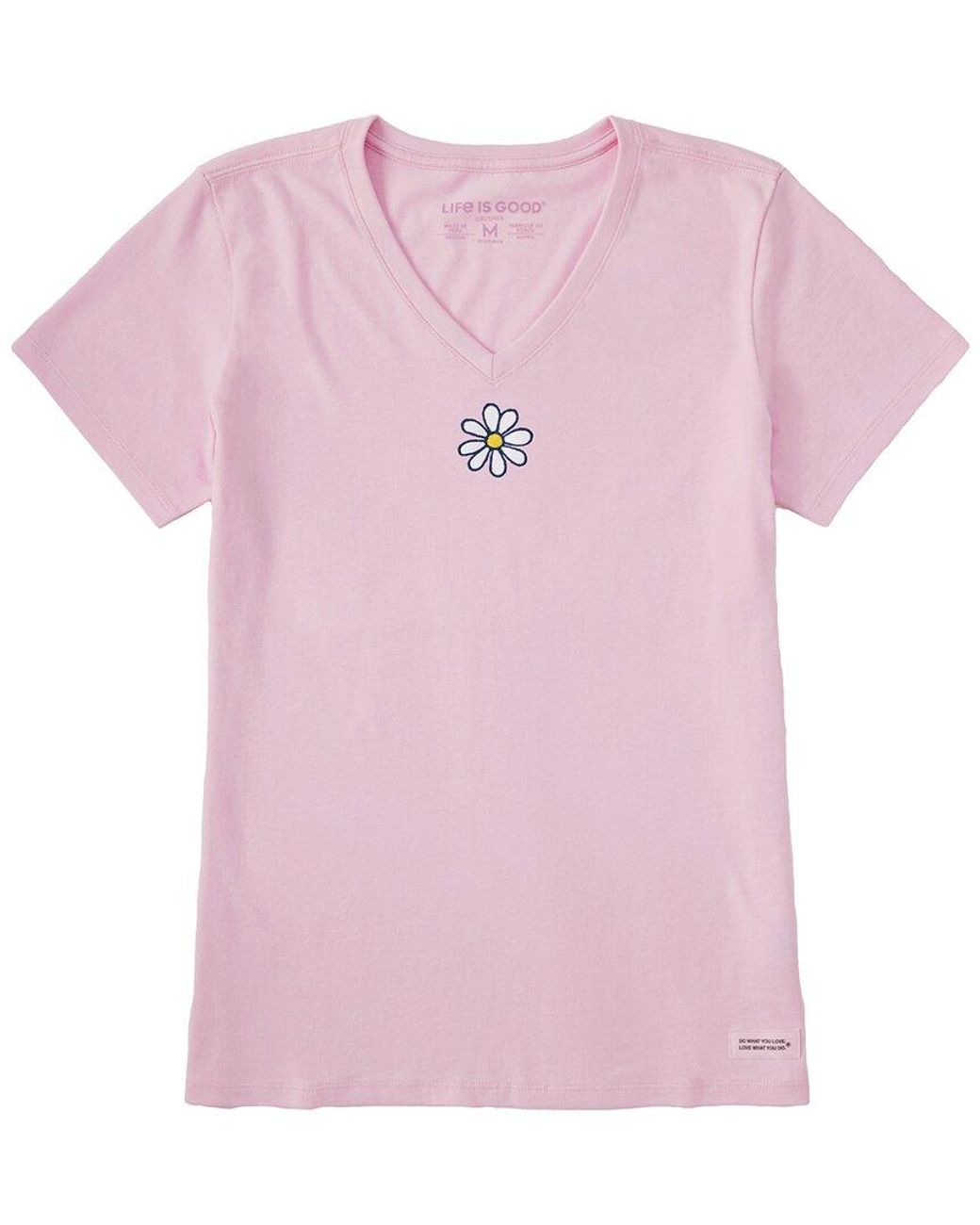Life Is Good. Pink Crusher V-Neck T-Shirt