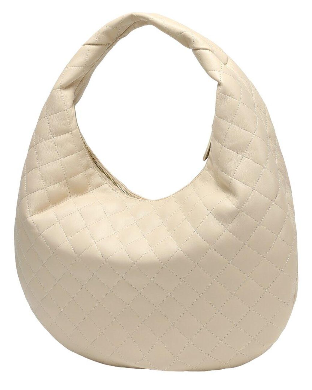 Tiffany & Fred Paris Natural Quilted Sheepskin Hobo