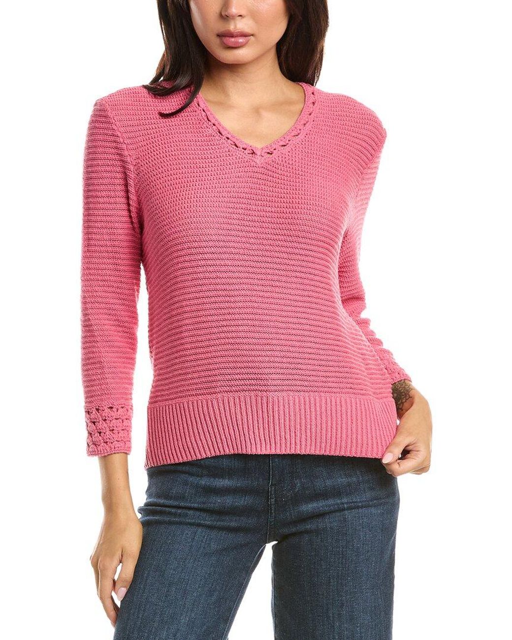 NIC+ZOE Red Edged Pop Stitch Sweater