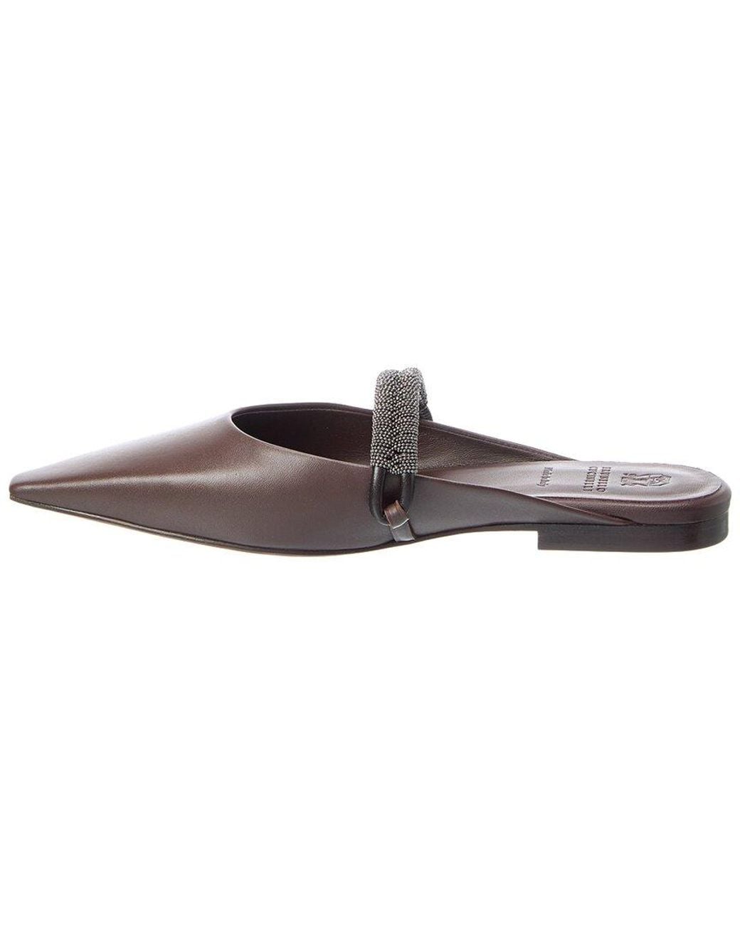 Brunello Cucinelli Brown Leather Mule