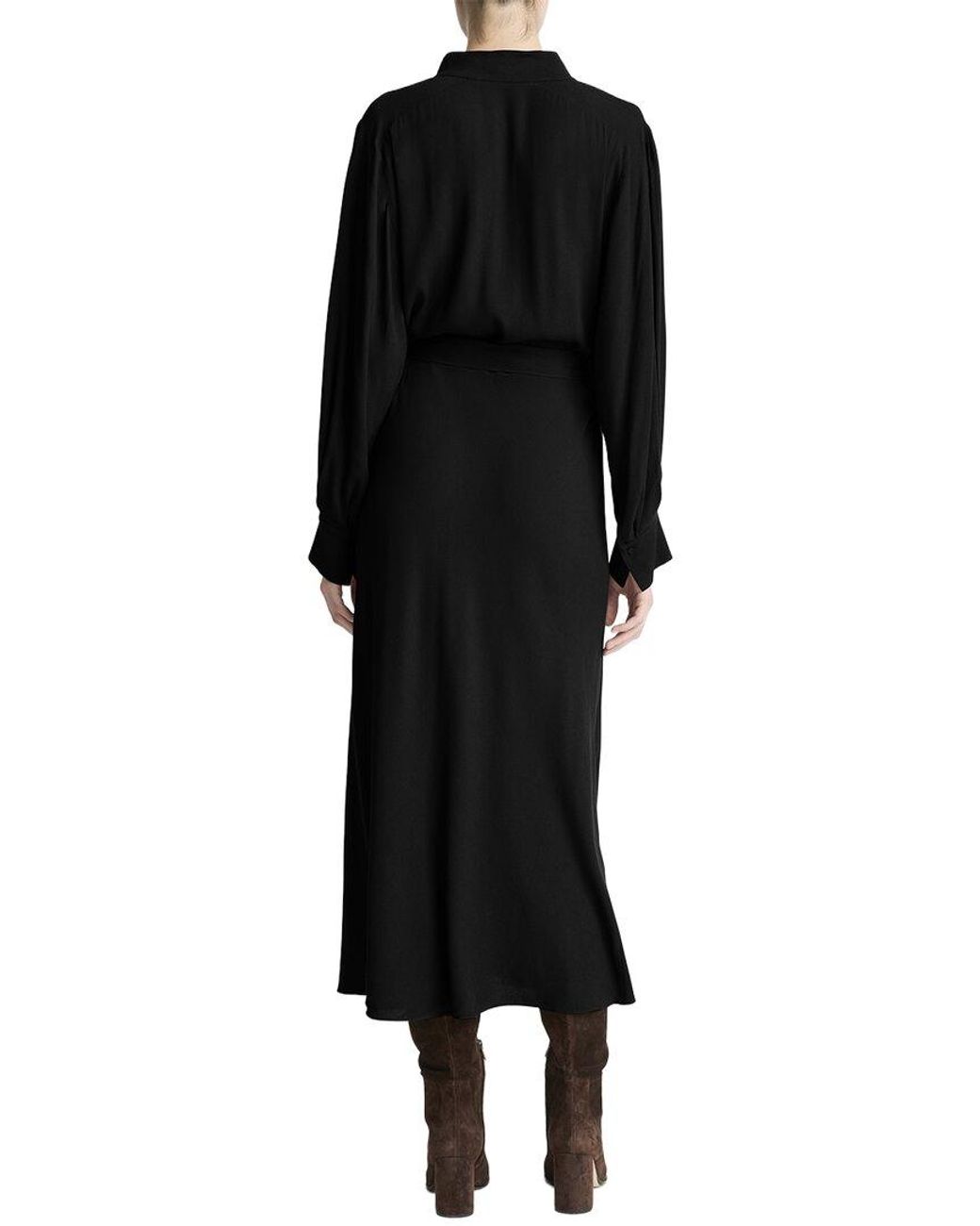 Vince Black Collar Stand Shirt Dress