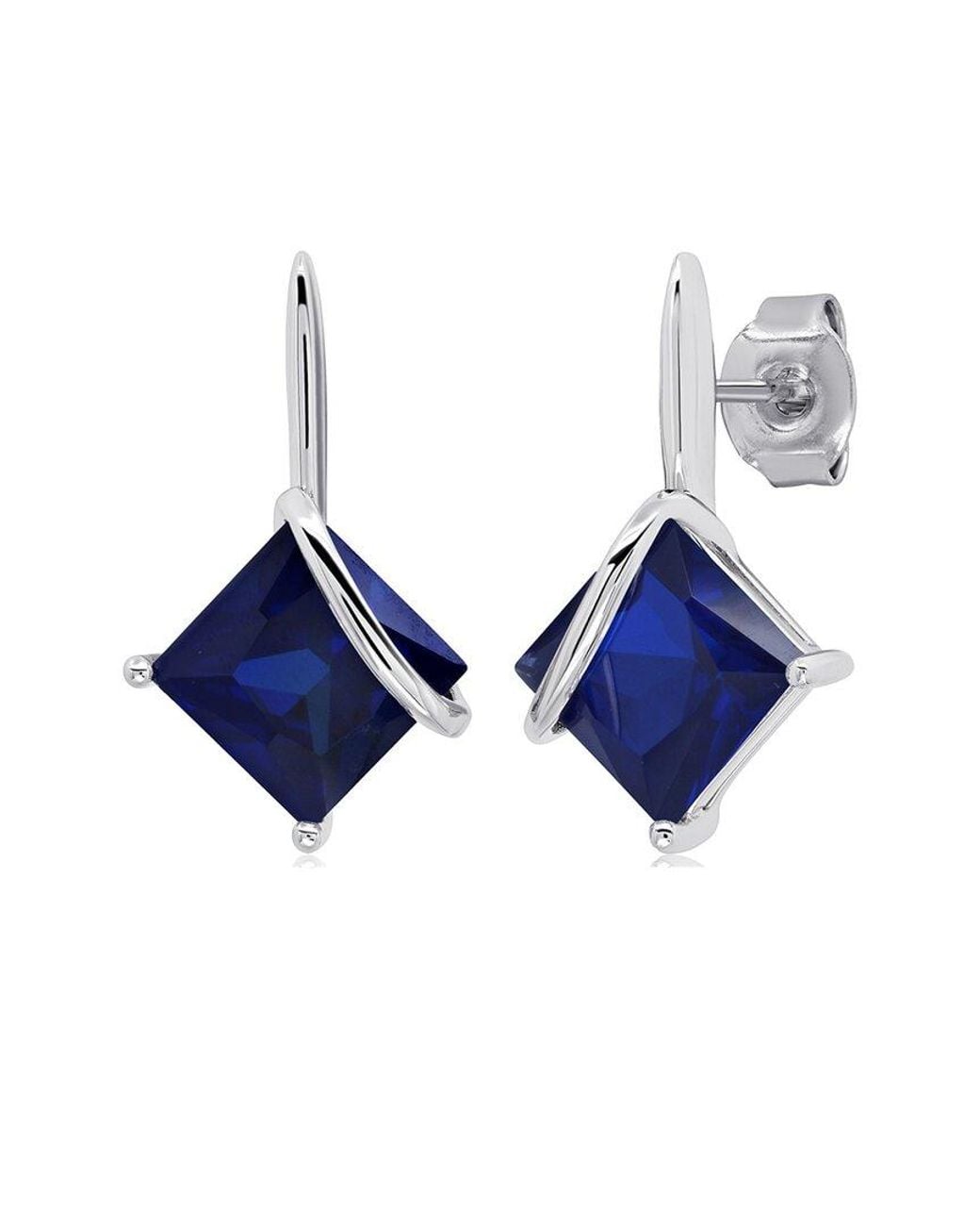 MaxColor Blue 3.80 Ct. Tw. Lab-Grown Sapphire Drop Earrings