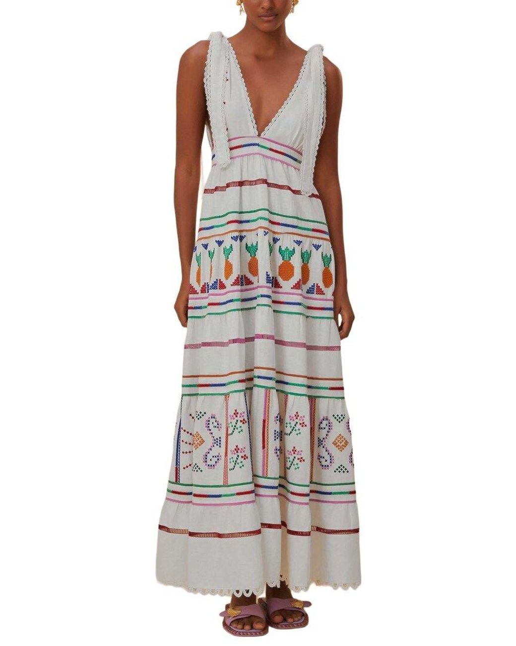 Farm Rio Multicolor Linen-Blend Maxi Dress