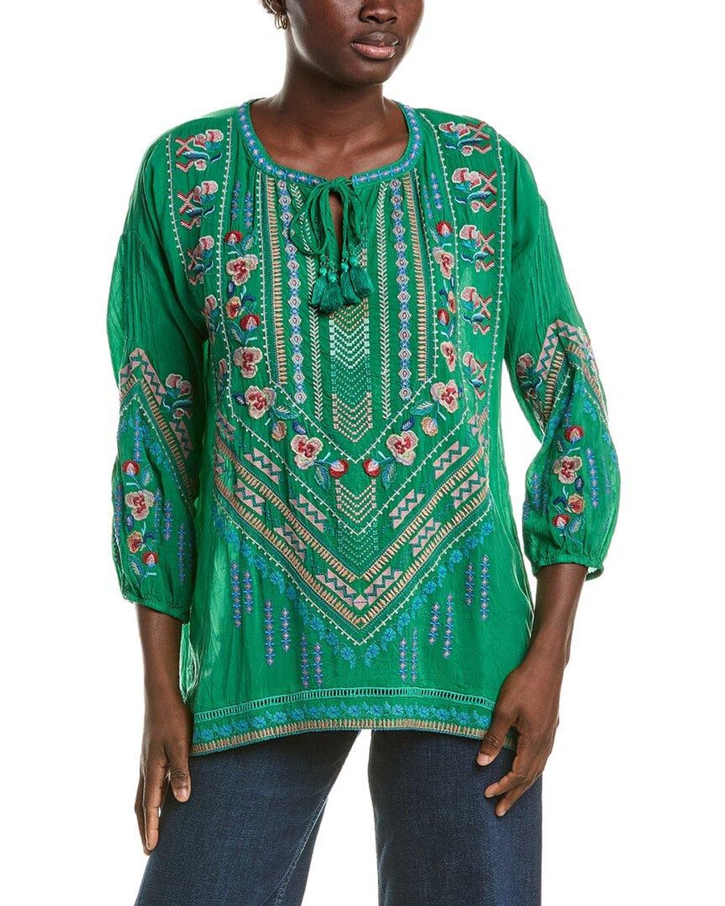 Johnny Was Green Margot Blouse