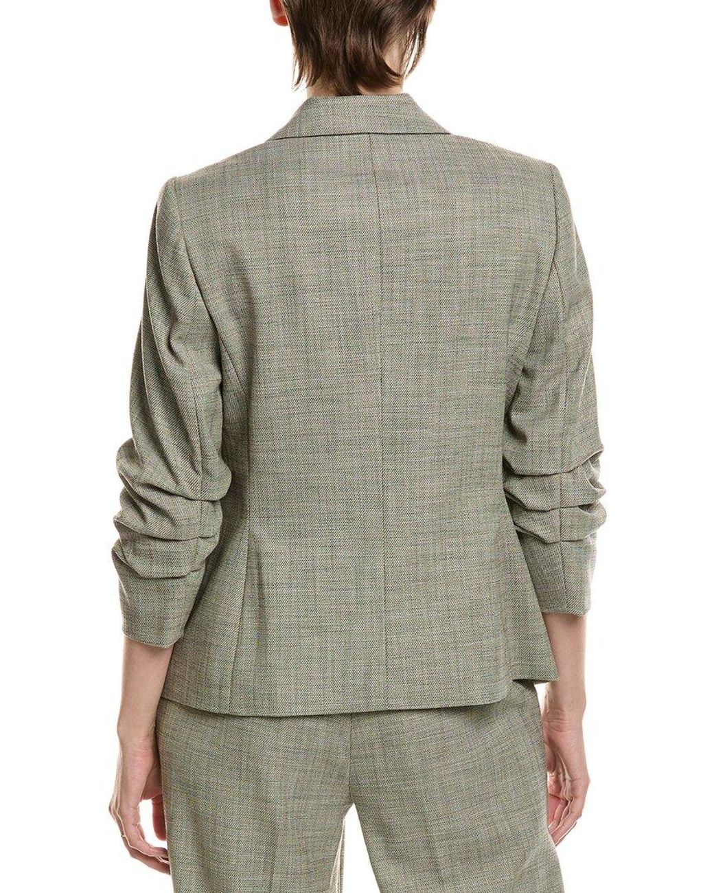 Anne Klein Gray Scrunch Sleeve One Button Jacket