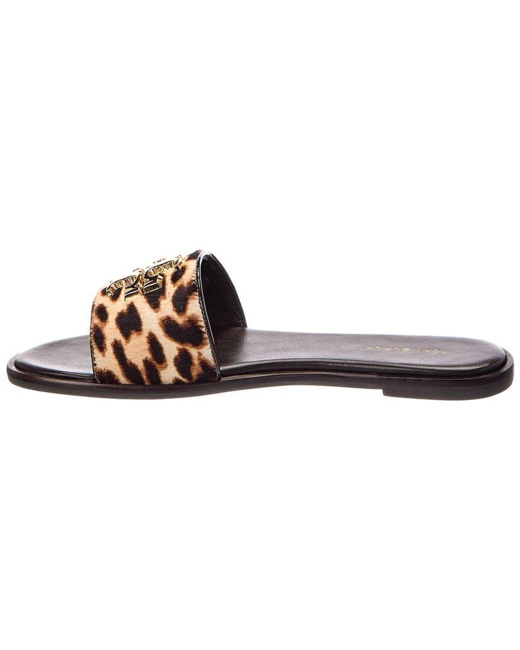 Tory Burch Brown Everly Slide Hair Calf & Leather Sandal
