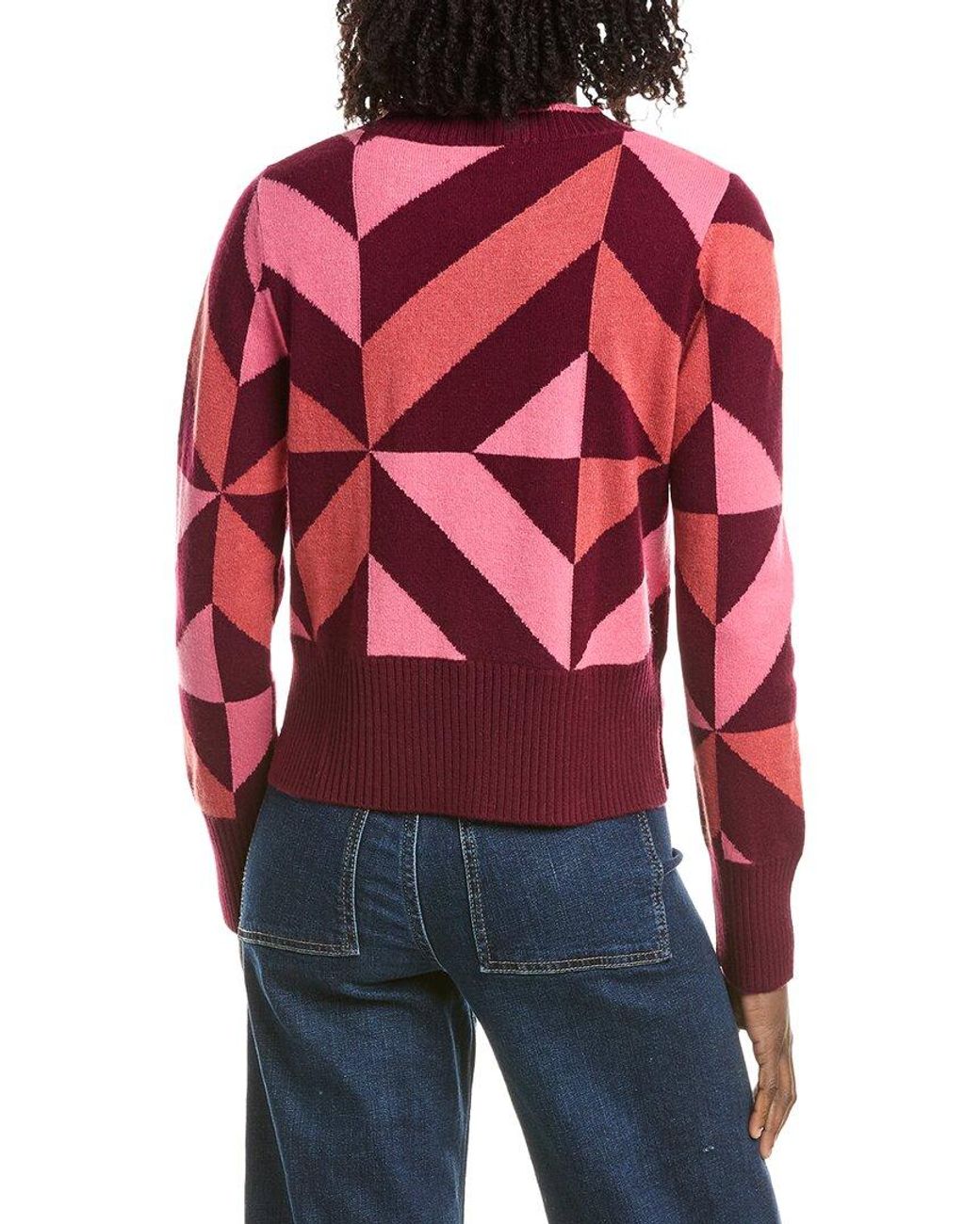 Isla Red Gabby Geo 100% Cashmere Sweater