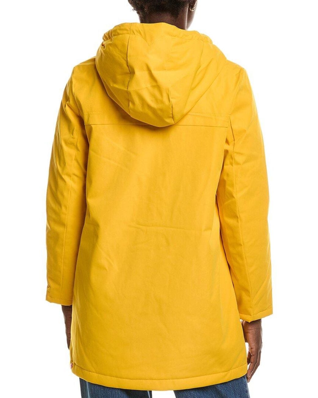 Hunter Yellow Billie Canvas Mid Length Hooded Rain Jacket