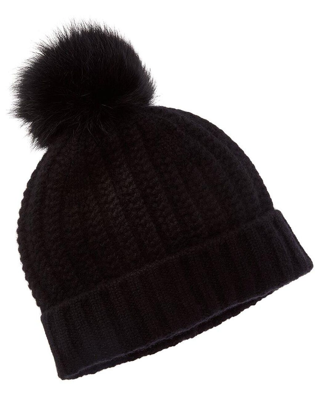 Sofiacashmere Black Sofiacashmere Textured Cable Cashmere Hat