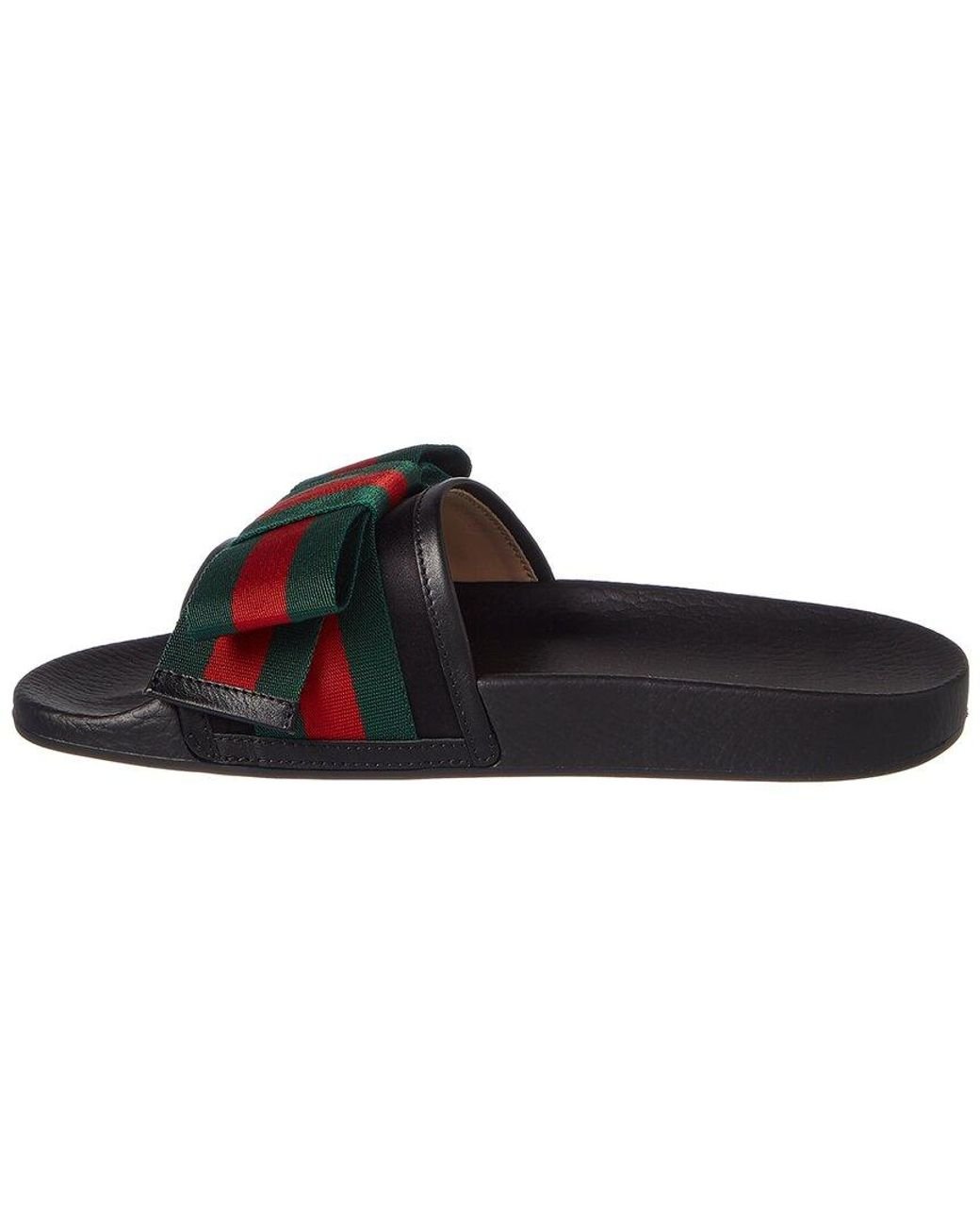 Gucci satin web bow slide sandals new arrivals