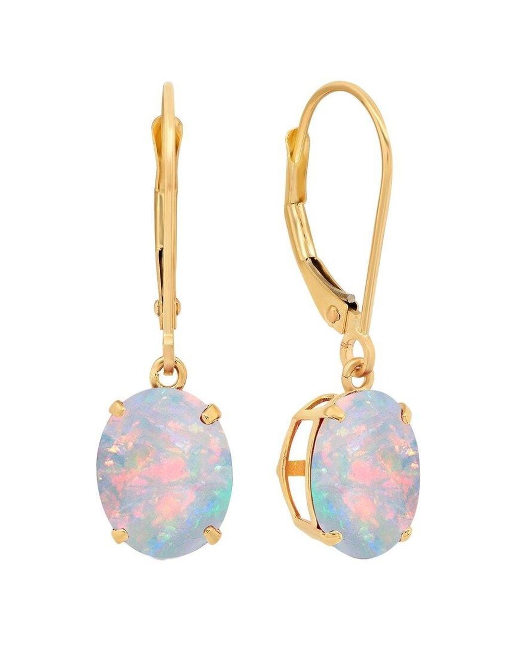 MaxColor Metallic 14k 1.55 Ct. Tw. Lab-grown Opal Dangle Earrings