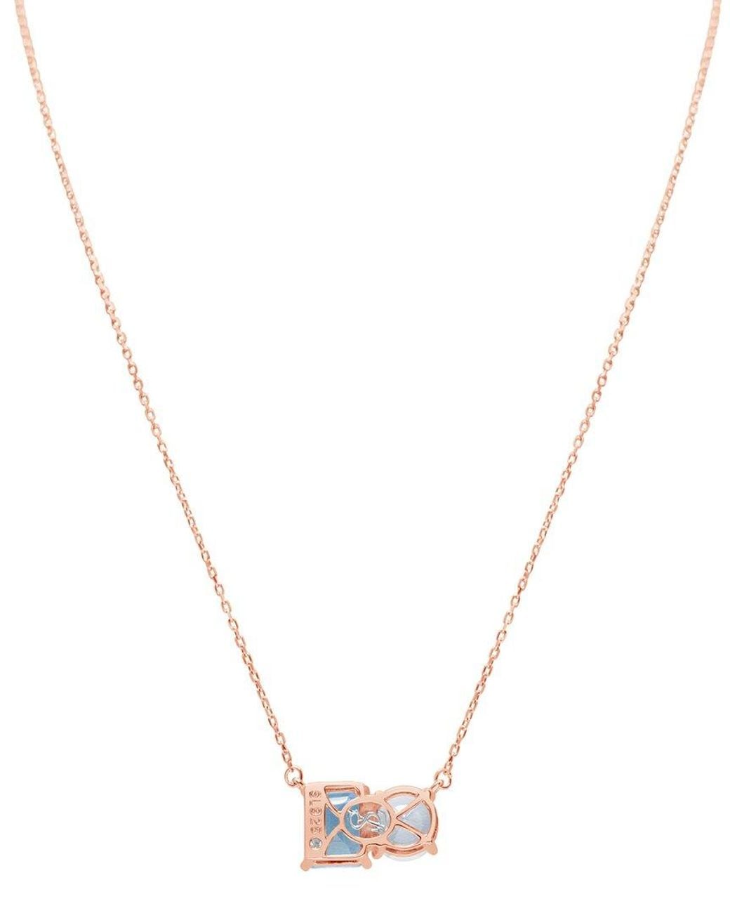 Suzy Levian Metallic Rose Gold Over Silver 5.00 Ct. Tw. Gemstone Toi Et Moi Necklace