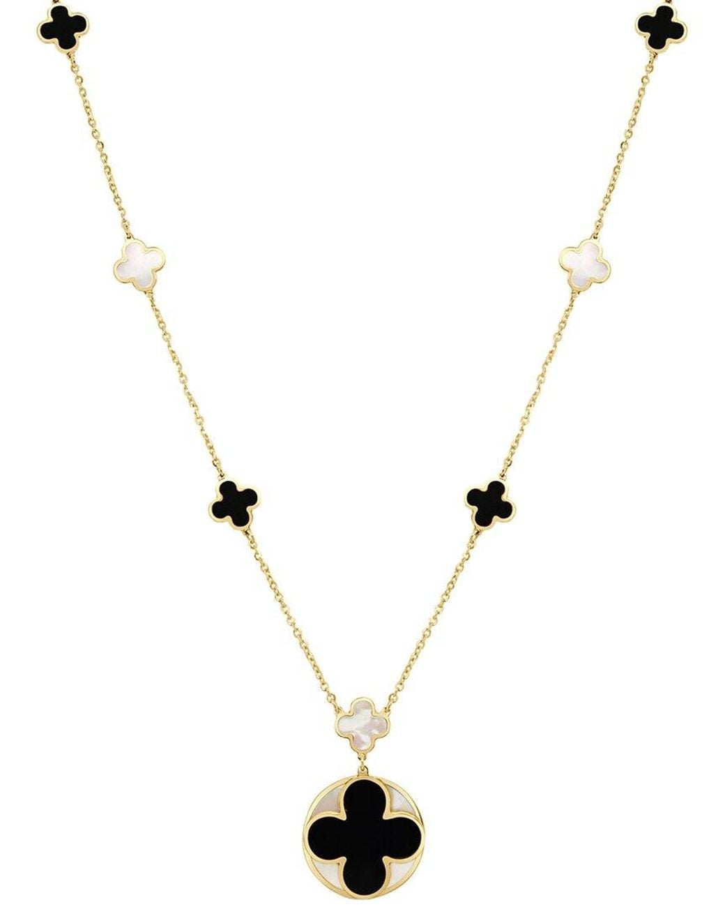 Italian Gold Metallic 14K Gemstone Clover Pendant