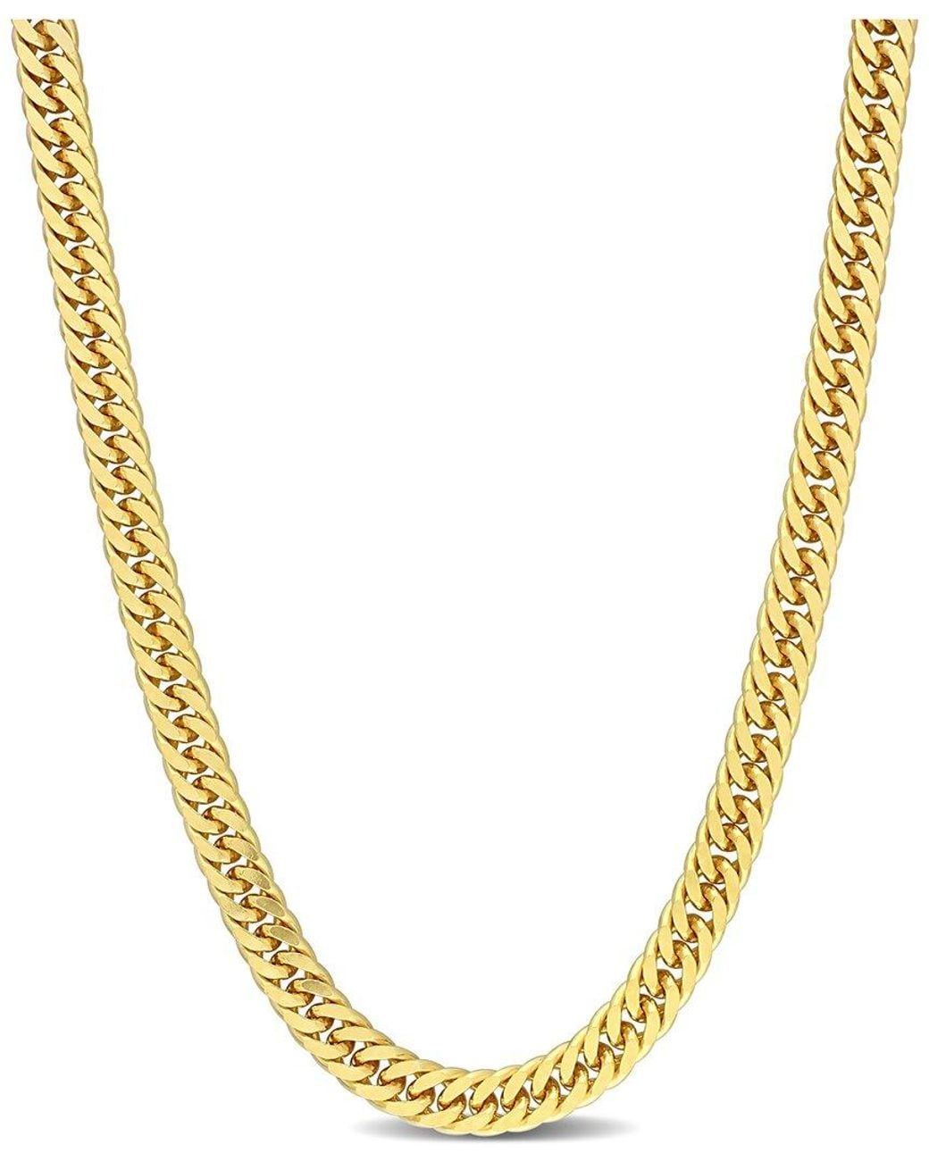 Italian Silver Metallic 18K Over Fancy Curb Link Chain Necklace