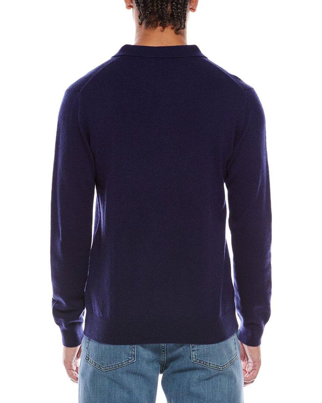 Brodie Cashmere Blue Wool & Cashmere-Blend Trophy Neck Sweater for men