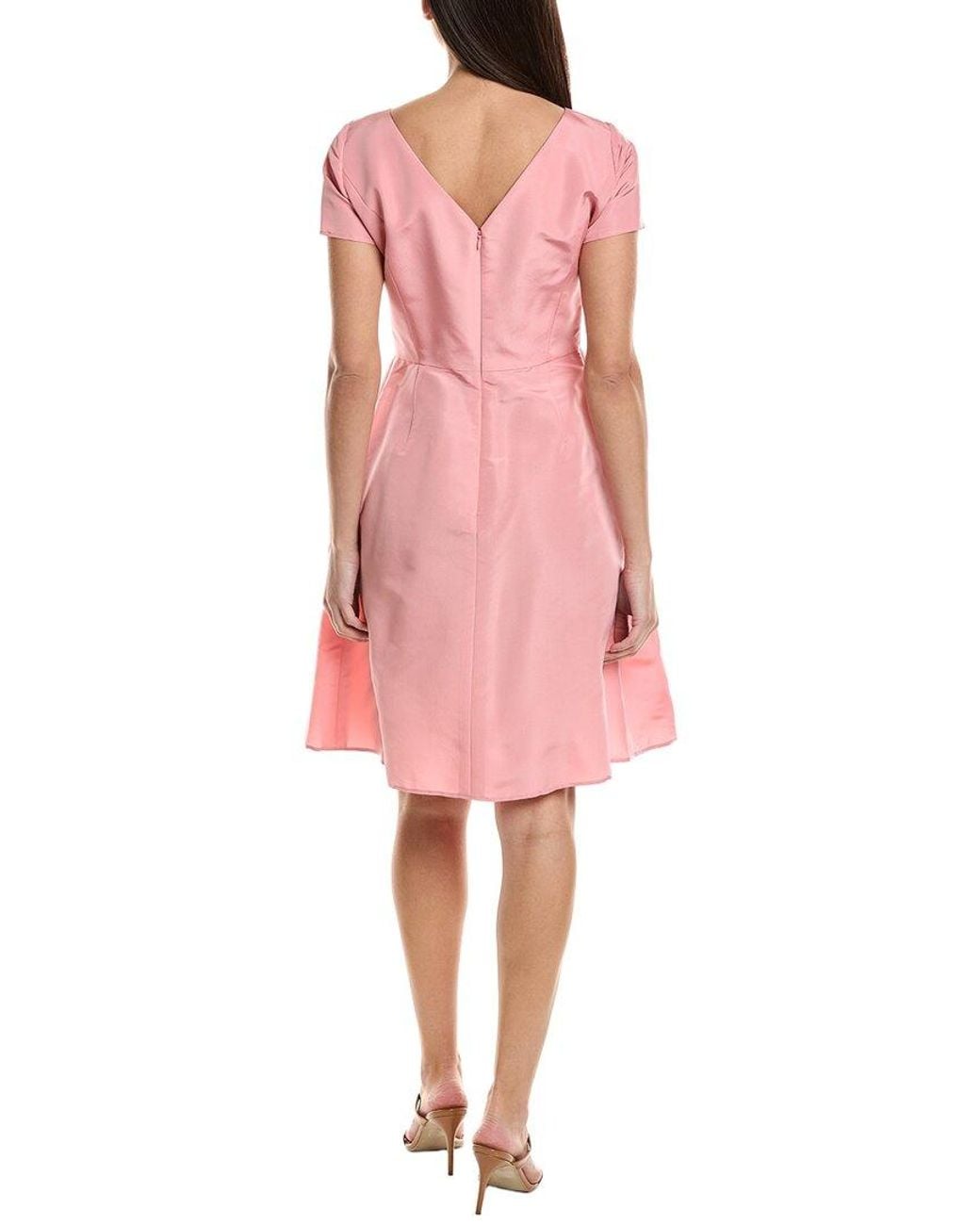 Carolina Herrera Pink Bateau Neck Silk Dress