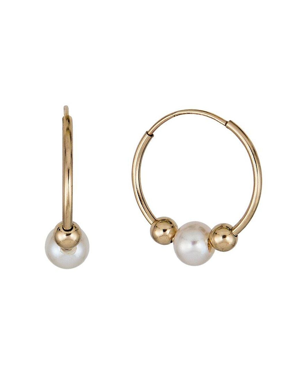 Belpearl Metallic 14K 5Mm Pearl Earrings