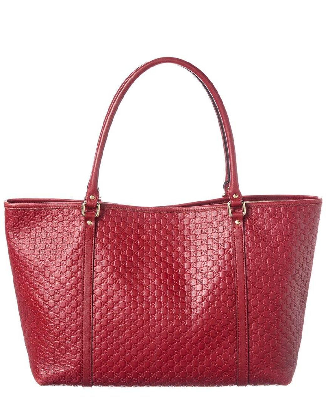 Gucci Red Microssima & Leather Joy Shopping Tote (Authentic Pre-Loved)