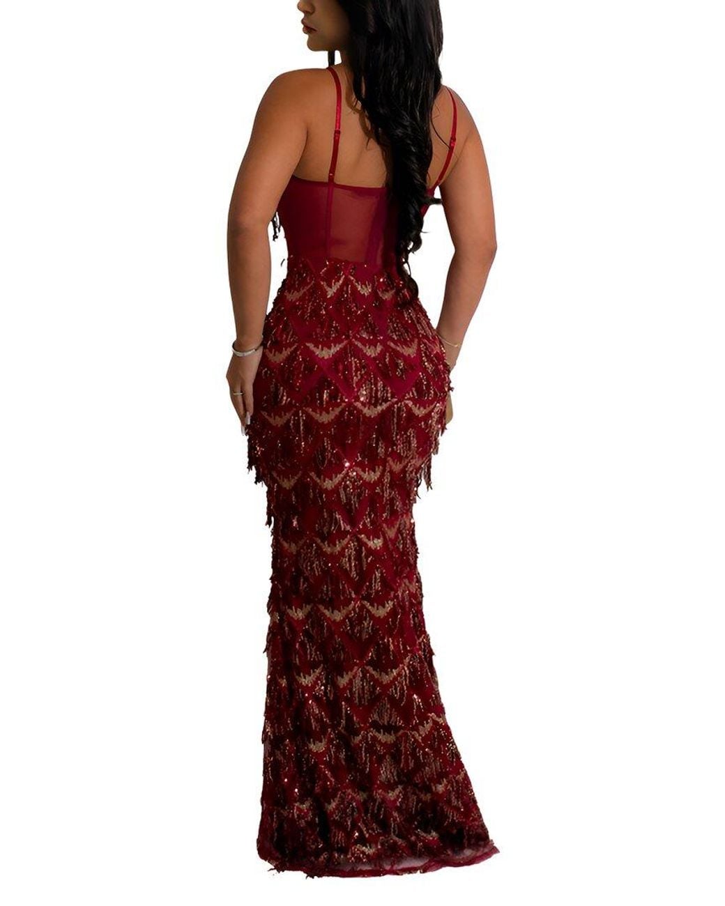 Vincent Red Embellished Maxi Dress