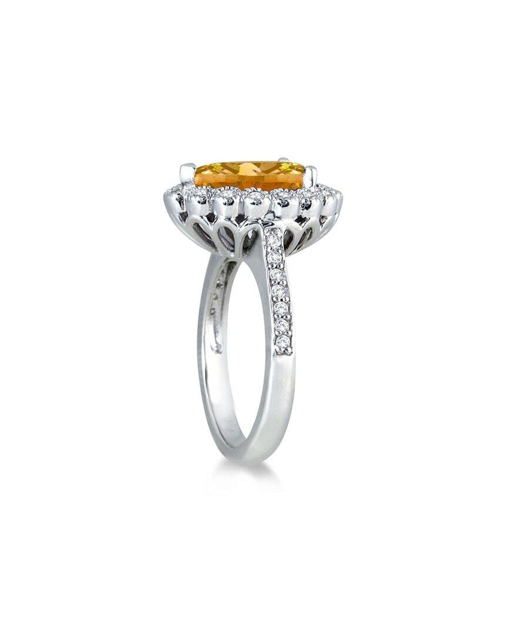 Gem Spark White 14k 5.41 Ct. Tw. Diamond & Citrine Ring