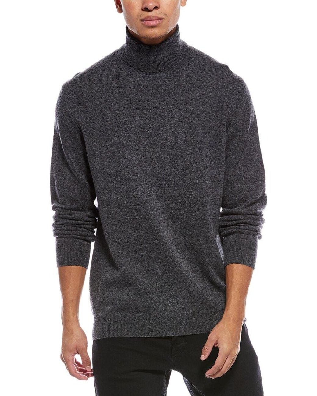 Brodie Cashmere Gray Classic Wool & Cashmere-Blend Turtleneck Sweater for men