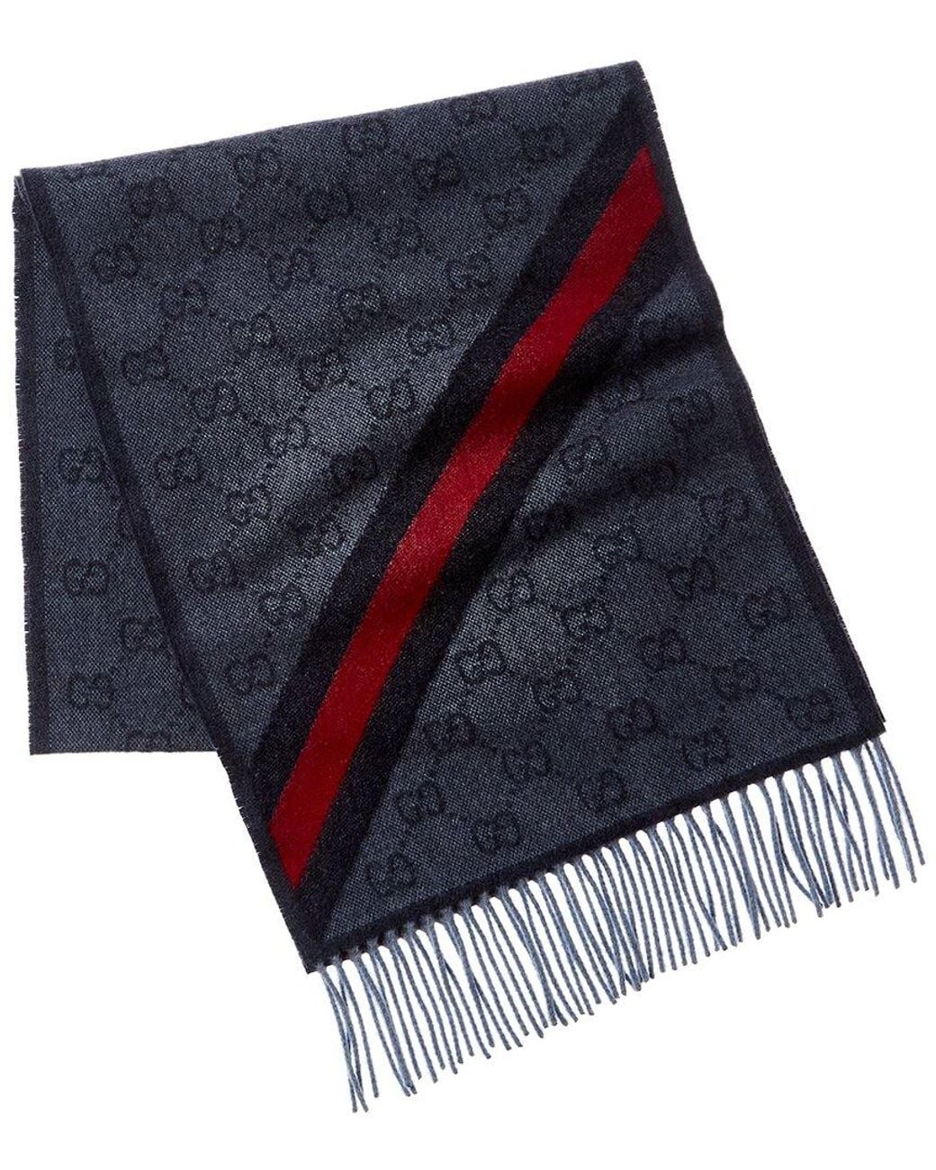 Gucci Blue GG Web Nikky Wool Scarf