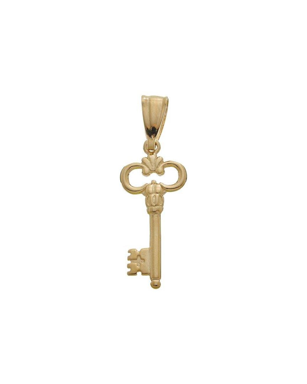 Italian Gold White 14K Key Pendant
