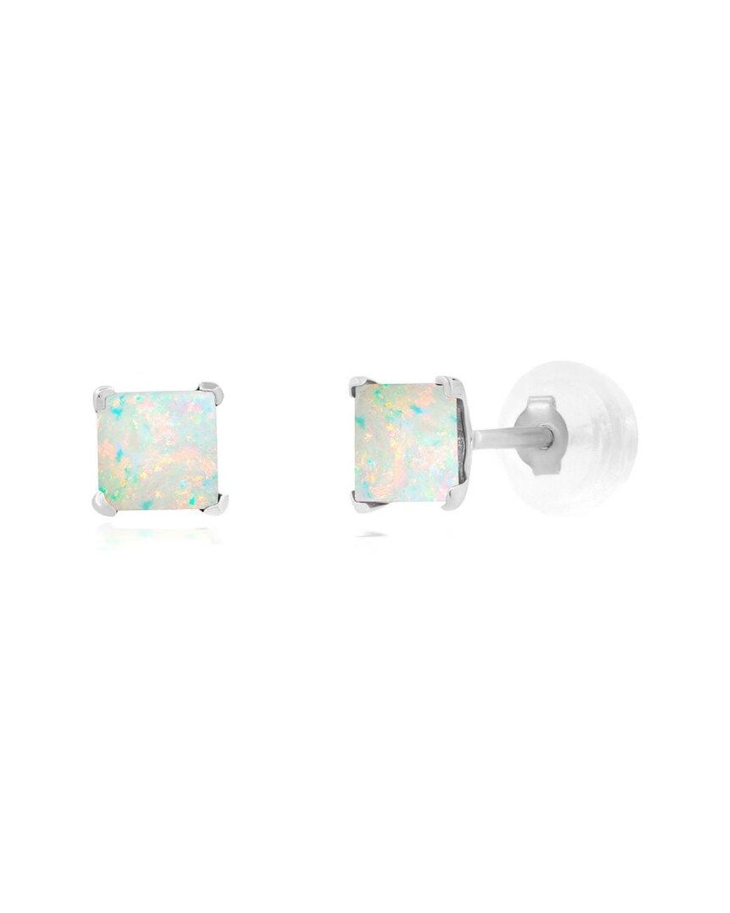 MaxColor White 14K 0.20 Ct. Tw. Lab-Grown Opal Studs
